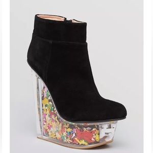 NWT Jeffrey Campbell Black booties with Confetti platform heels size 6 👠